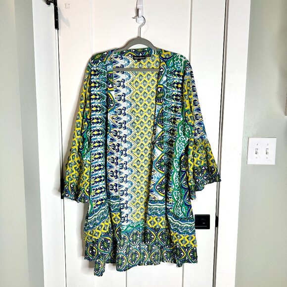 Tolani Collection Kimono Topper Duster Open Front Boho Viscose Flare Sleeve 2X - Picture 1 of 5